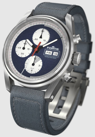 Fortis Stratoliner Blue Japan Aviator Strap Watch