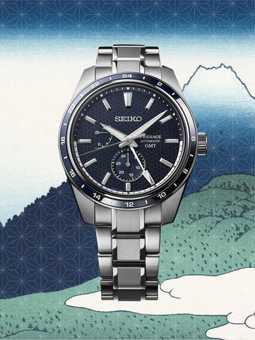 Seiko Presage Watch Sharp Edged Ao-Fuji GMT Limited Edition