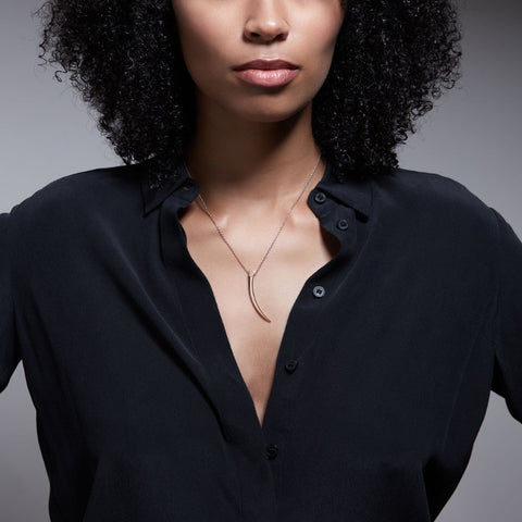 Shaun Leane Sabre Rose Gold Vermeil Diamond Tusk Necklace, SA027.RVWHNOS.