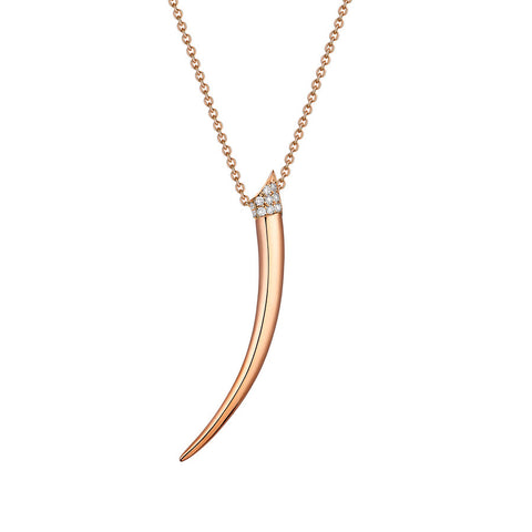 Shaun Leane Sabre Rose Gold Vermeil Diamond Tusk Necklace, SA027.RVWHNOS.