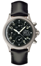 Sinn Watch 356 Pilot Cowhide Black With Orange 356.020 Cowhide Black
