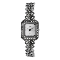Sterling Silver Marcasite Oblong Bracelet Watch HW65