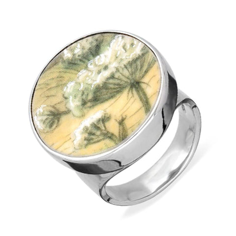 Sterling Silver Royal Doulton China Wind In The Willows Dandelions Round Ring RUNQ0001221