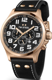 TW Steel Watch Pilot Rose Gold PVD Chronograph 45mm TW418