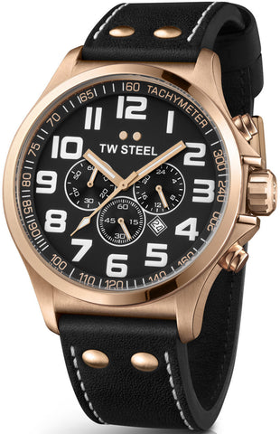 TW Steel Watch Pilot Rose Gold PVD Chronograph 48mm TW419