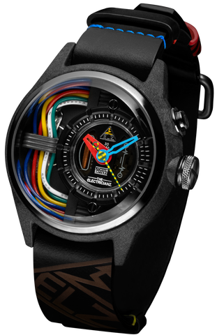 Electricianz Watch Nylon Carbon Z Nato 42mm Black Leather