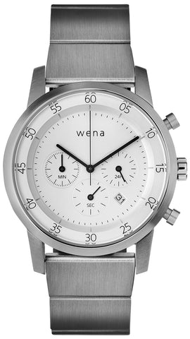 Wena By Sony Watch Chronograph White Pro Silver WNWHWC01BW.AE/WNWB11BS.AE