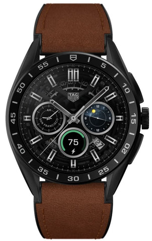 TAG Heuer Watch Connected Calibre E4 45 Titanium Brown Leather SBR8A80.BT6270.