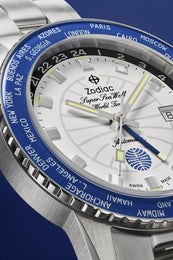 Zodiac Watch Super Sea Wolf World Time GMT Pan Am D