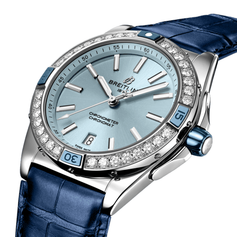 Breitling Watch Super Chronomat Automatic 38 Iced Blue Aligator