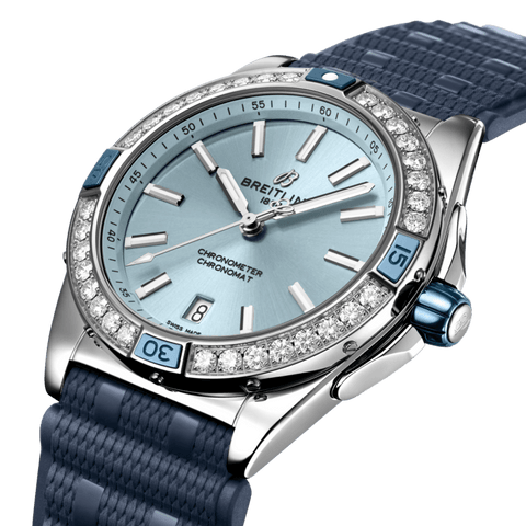 Breitling Super Chronomat Automatic 38 Iced Blue Rubber Watch