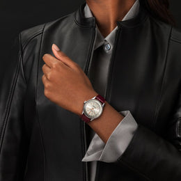 Breitling Watch Navitimer Automatic 35 Silver Burgundy Croco Tang Type