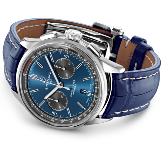 Breitling Watch Premier B01 Chronograph 42 Blue Croco Folding