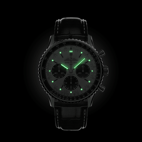 Breitling Navitimer B01 43 Black Croc Folding Clasp Watch