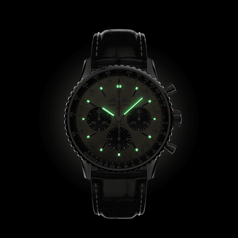 Breitling Navitimer B01 43 Black Croc Folding Clasp Watch