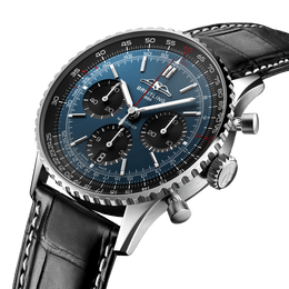 Breitling Navitimer B01 41 Black Croc Folding Clasp Watch