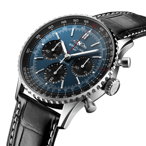 Breitling Navitimer B01 41 Black Croc Folding Clasp Watch