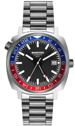 Bamford Watch GMT Steel Blue Red Heritage GMT-SS-BLU-RD-HERITAGE