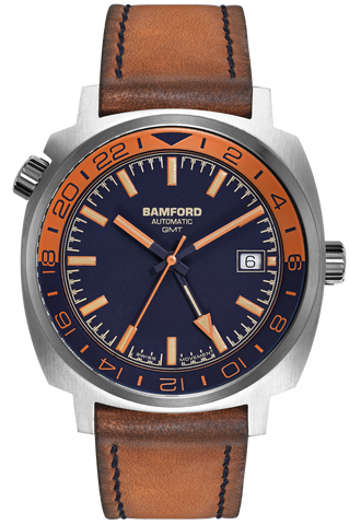 Bamford Watch GMT Steel Tan Blue GMT-SS-TAN-BLU