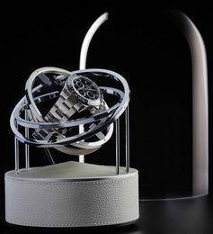 Bernard Favre Watch Winder Planet Double Axis White Leather Base 999990