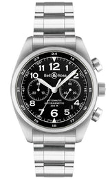 Bell & Ross Vintage 126 XL Steel Bracelet Black Dial D V-126-XL-BLACK/S