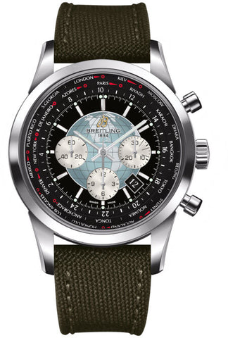 Breitling Watch Transocean Chronograph Unitime Steel Black AB0510U4/BB62/105W