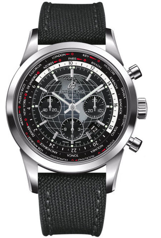 Breitling Watch Transocean Chronograph Unitime Steel Black AB0510U4/BE84/100W