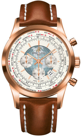 Breitling Watch Transocean Chronograph Unitime Polar White Red Gold RB0510U0/A733/439X