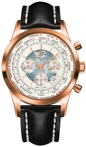 Breitling Watch Transocean Chronograph Unitime Polar White Red Gold RB0510U0/A733/441X