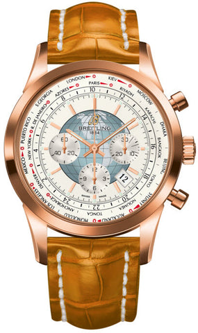Breitling Watch Transocean Chronograph Unitime Polar White Red Gold RB0510U0/A733/896P