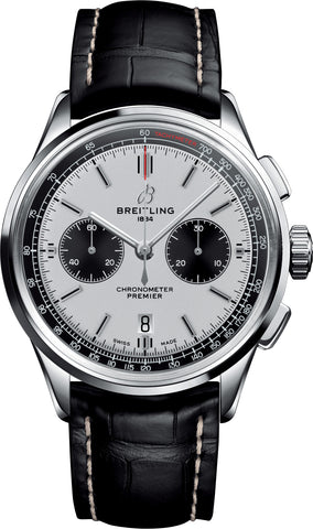 Breitling Watch Premier B01 Chronograph 42 Black Croco Folding AB0118221G1P1