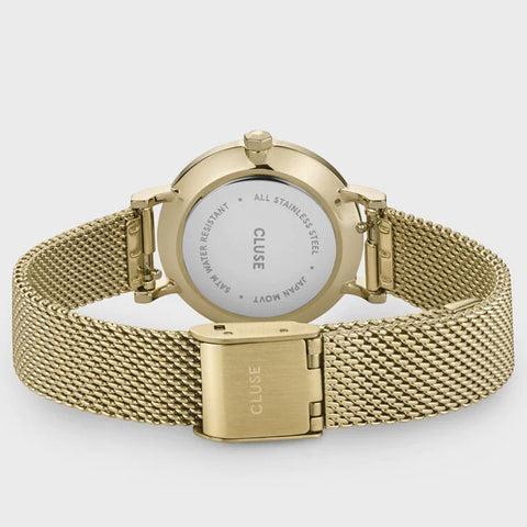 Cluse Watch Boho Chic Petite Crystals Mesh Grey Gold