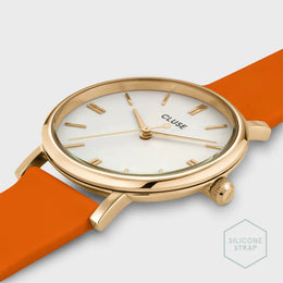 Cluse Watch Pavane Petite Silicone Orange Gold