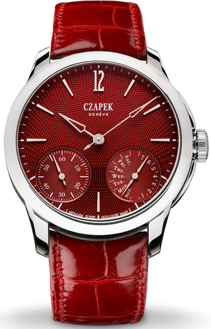 Czapek Watch Quai des Bergues Steel Guilloche Ricochet Steel Rhubarb Red S Limited Edition