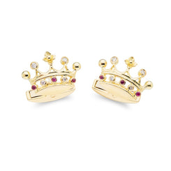 Deakin & Francis Cufflinks 18ct Yellow Gold Ruby And Diamond Crown, C2060F0001.