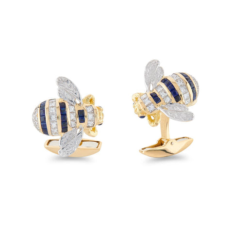 Deakin & Francis Cufflinks 18ct Yellow Gold Sapphire and Diamond Bumble Bee, C1567F0002.