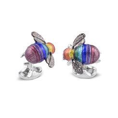 Deakin & Francis Cufflinks Limited Edition Sterling Silver Rainbow Bumble Bee, C1567S0003.
