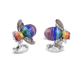 Deakin & Francis Cufflinks Limited Edition Sterling Silver Rainbow Bumble Bee, C1567S0003_4.