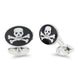 Deakin & Francis Cufflinks Sterling Silver Black Enamel Skull And Cross Bones, C1250S2223.