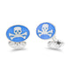 Deakin & Francis Cufflinks Sterling Silver Blue Enamel Skull And Cross Bones, C1250S0523.