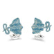 Deakin & Francis Cufflinks Sterling Silver Blue Enamel Stingray, C050004.