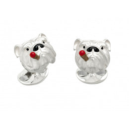Deakin & Francis Cufflinks Sterling Silver Bulldog With Cigar, C1693S072122.