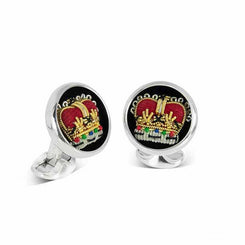 Deakin & Francis Cufflinks Sterling Silver Embroidered Crown, C2017X0001.