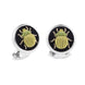 Deakin & Francis Cufflinks Sterling Silver Embroidered Green Bug, C2058S6410.
