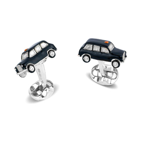 Deakin & Francis Cufflinks Sterling Silver Enamel Black Cab, C1645S2225.