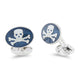 Deakin & Francis Cufflinks Sterling Silver Navy Blue Enamel Skull And Cross Bones, C1250S5123.
