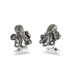 Deakin & Francis Cufflinks Sterling Silver Oxidised Black Octopus, C5009S.