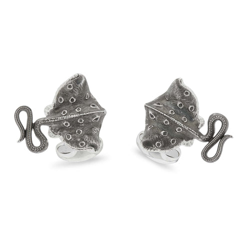 Deakin & Francis Cufflinks Sterling Silver Oxidised Black Stingray, C50001.
