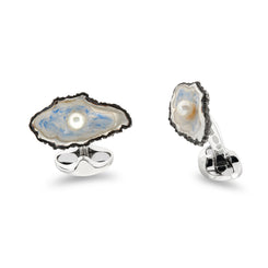 Deakin & Francis Cufflinks Sterling Silver Oxidised Oyster And Pearl, C60002.