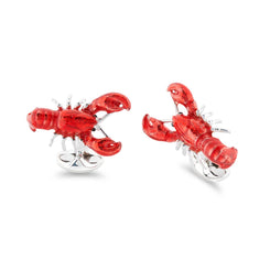 Deakin & Francis Cufflinks Sterling Silver Red Enamel Lobster, C050006.
